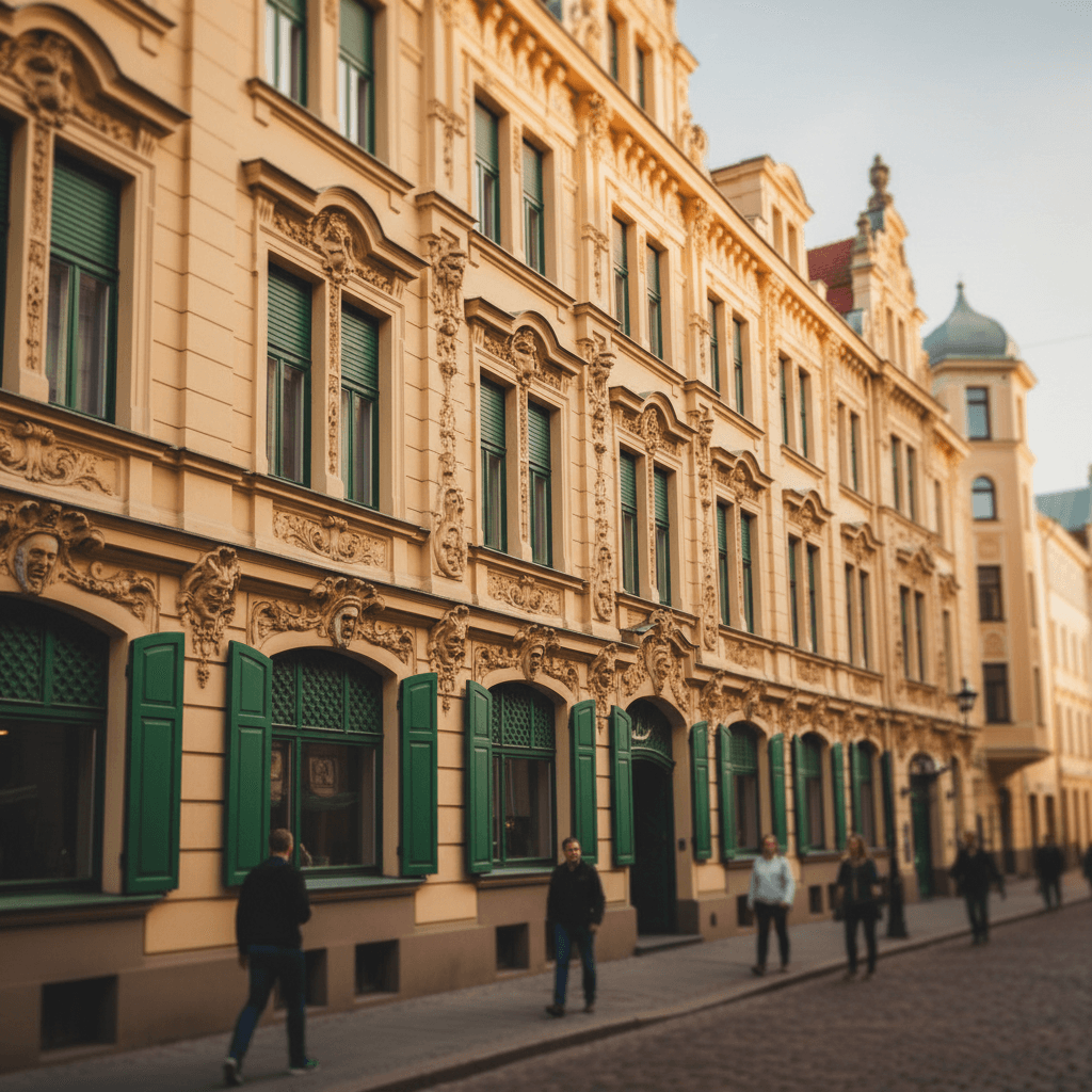 Riga's historic Art Nouveau architecture and street details